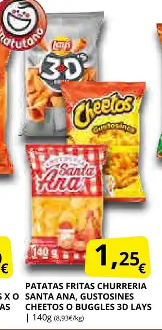 Supermercados MAS Patatas fritas churreria santa ana, gustosines cheetos o buggles 3d lays oferta
