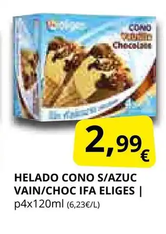 Supermercados MAS IFA ELIGES Helado cono s/azuc vain/choc oferta
