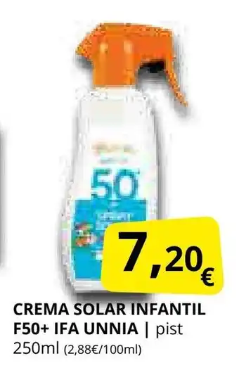 Supermercados MAS IFA UNNIA Crema solar infantil f50+ oferta