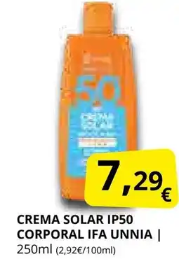 Supermercados MAS IFA UNNIA Crema solar ip50 corporal oferta