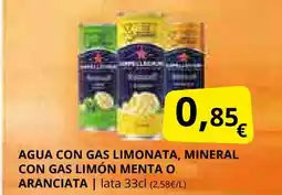 Supermercados MAS Agua con gas limonata, mineral con gas limón menta o aranciata oferta
