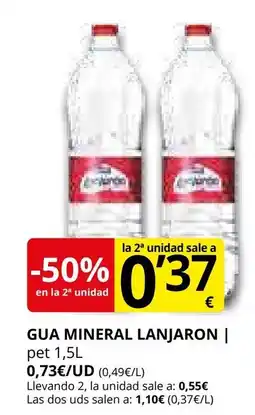 Supermercados MAS LANJARON Gua mineral oferta