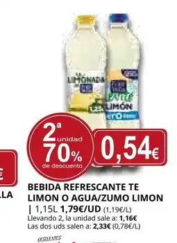 Supermercados MAS Bebida refrescante te limon o agua/zumo limon oferta