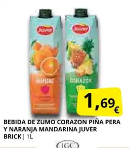 Supermercados MAS JUVER Bebida de zumo corazon piña pera y naranja mandarina oferta