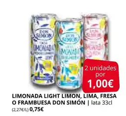 Supermercados MAS DON SIMÓN Limonada light limon, lima, fresa o frambuesa oferta