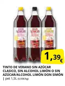 Supermercados MAS DON SIMÓN Tinto de verano sin azúcar clasico, sin alcohol limón o sin azúcar/alcohol limón oferta