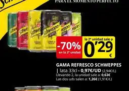Supermercados MAS SCHWEPPES Gama refresco oferta