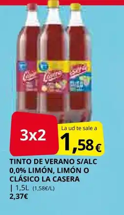Supermercados MAS LA CASERA Tinto de verano s/alc 0,0% limón, limón o clásico oferta