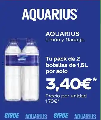 Supermercados MAS AQUARIUS Limón y Naranja oferta