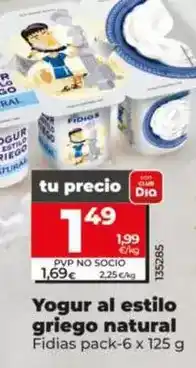 Dia Fidias - yogur al estilo griego natural oferta