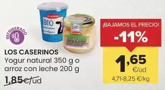 Autoservicios Familia Los caserinos - yogur natural 350 g o arroz con leche 200 g oferta