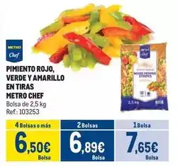 Makro Chef select - pimiento rojo, verde y amarillo en tiras oferta