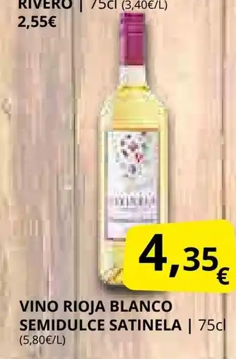Supermercados MAS Vino rioja blanco semidulce satinela oferta