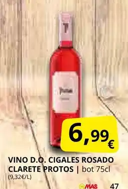 Supermercados MAS Vino d.o. cigales rosado clarete protos oferta