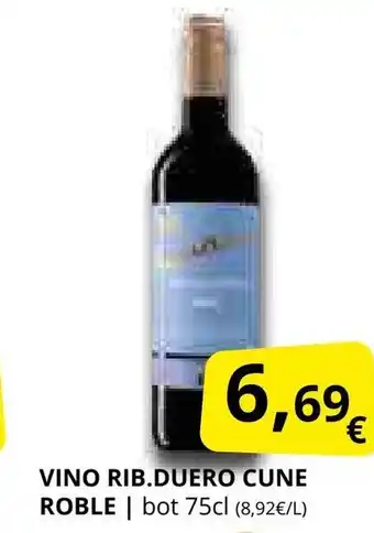 Supermercados MAS Vino rib.duero cune roble oferta