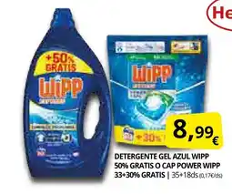 Supermercados MAS WIPP Detergente gel azul oferta