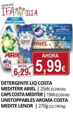 Supermercados MAS ARIEL Detergente liq costa mediterr oferta