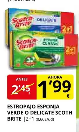 Supermercados MAS SCOTH BRITE Estropajo esponja verde o delicate oferta