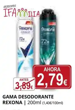 Supermercados MAS REXONA Gama desodorante oferta
