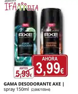 Supermercados MAS AXE Gama desodorante oferta
