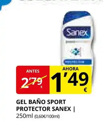 Supermercados MAS SANEX Gel baño sport protector oferta