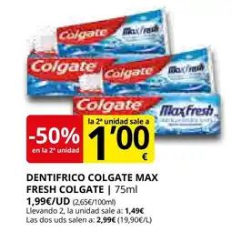 Supermercados MAS COLGATE Dentifrico max fresh oferta
