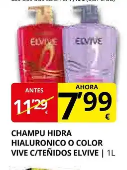 Supermercados MAS ELVIVE hidra hialuronico o color vive c/teñidos oferta