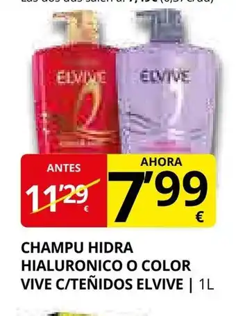 Supermercados MAS ELVIVE hidra hialuronico o color vive c/teñidos oferta