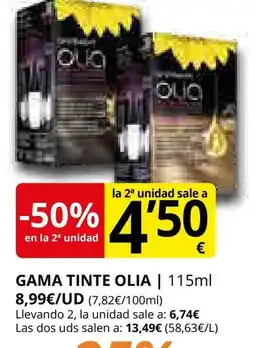Supermercados MAS OLIA Gama tinte oferta