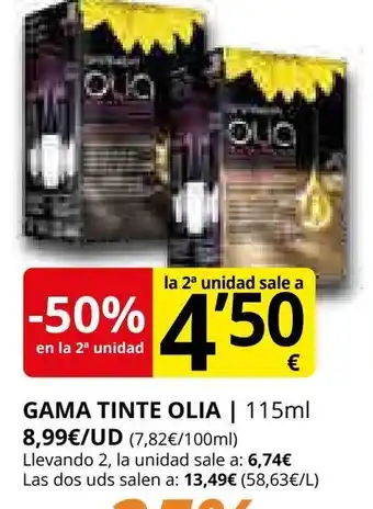 Supermercados MAS OLIA Gama tinte oferta
