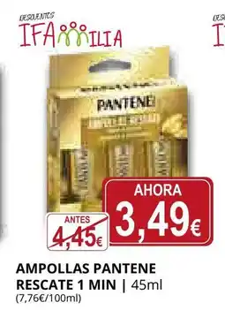 Supermercados MAS Ampollas pantene rescate 1 min oferta