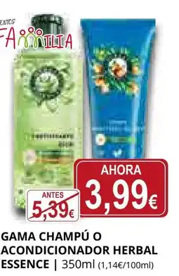 Supermercados MAS HERBAL ESSENCE Gama champú o acondicionador oferta