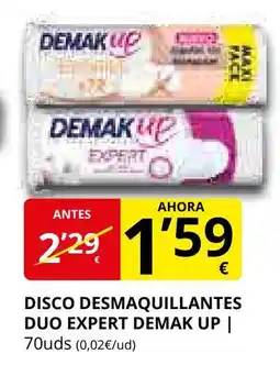 Supermercados MAS DEMAK UP Disco desmaquillantes duo expert oferta