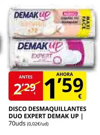 Supermercados MAS DEMAK UP Disco desmaquillantes duo expert oferta