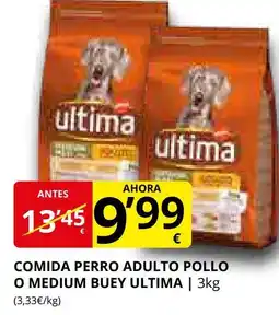 Supermercados MAS ULTIMA Comida perro adulto pollo o medium buey oferta