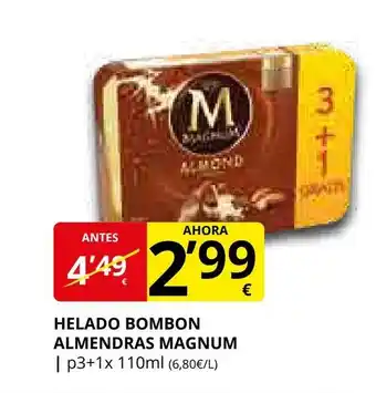 Supermercados MAS MAGNUM Helado bombon almendras oferta