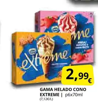 Supermercados MAS EXTREME Gama helado cono oferta