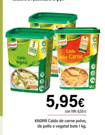 Cash Ifa KNORR Caldo de carne polvo, de pollo o vegetal bote oferta