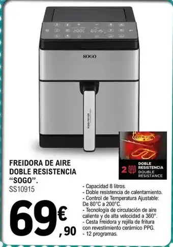 E.Leclerc Sogo - freidora de aire doble resistencia oferta
