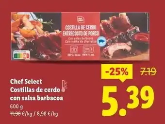 Lidl Chef select - costillas de cerdo con salsa barbacoa oferta