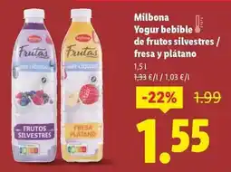 Lidl Milbona - yogur bebible de frutos silvestres oferta