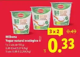 Lidl Milbona - yogur natural ecologico oferta