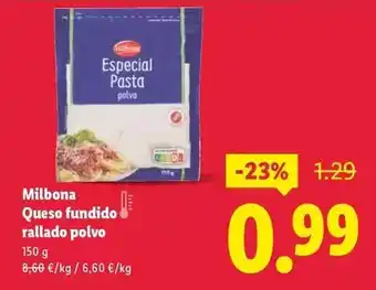 Lidl Milbona - queso fundido rallado polvo oferta