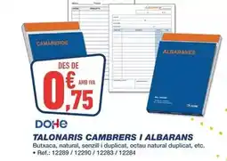 Bureau Vallée Dohe - talonaris cambrers i albarans oferta