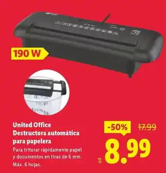 Lidl United office - destructora automatica para papelera oferta