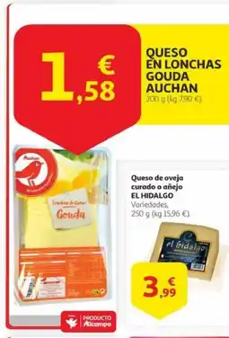 Alcampo AUCHAN Queso en lonchas gourda oferta