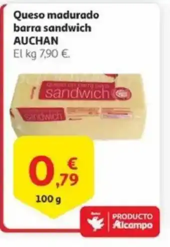 Alcampo AUCHAN Queso madurado barra sandwich oferta