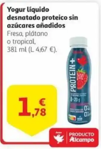 Alcampo Yogur líquido desnatado proteico sin azúcares añadidos oferta