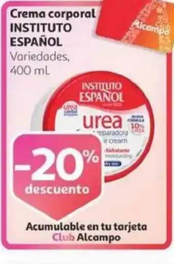 Alcampo INSTITUITO ESPAÑOL Crema corporal oferta