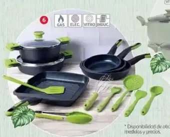 Alcampo MONIX Sartenes de aluminio fundido y utensilios de cocina de silicona oferta